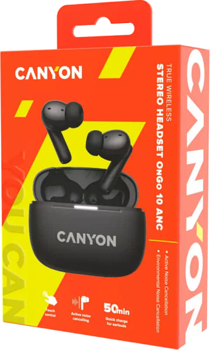 Наушники-гарнитура беспроводные TWS CANYON OnGo 10 ANC Black (CNS-TWS10BK) - Фото 8