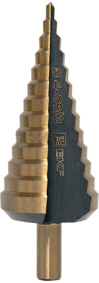 Сверло по металлу ступенчатое 4-39 мм EKF HSS (ST-4-39/3)