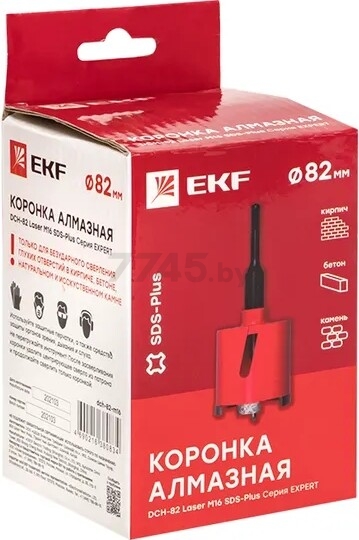 Коронка алмазная d82 мм EKF Expert DCH-82 Laser (dch-82-m16) - Фото 4