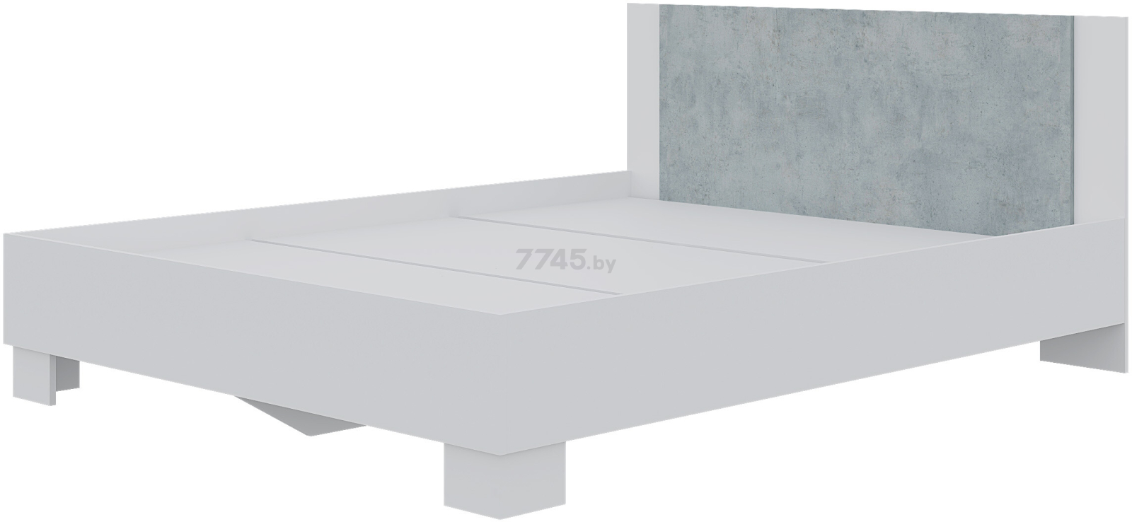 Каркас двуспальной кровати ГОРИЗОНТ Nova белый/бетон 160х200 см