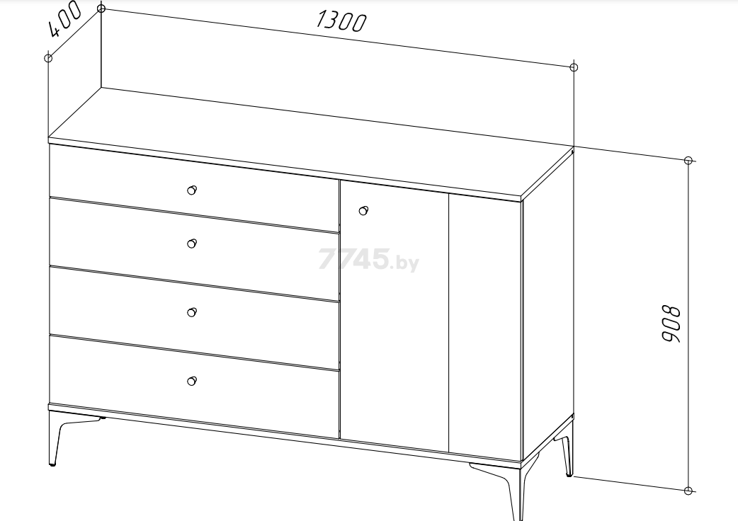 Комод НК МЕБЕЛЬ Нордик КД-140 холодный серый/дуб артизан 130 х 90,8 х 40 см - Фото 3