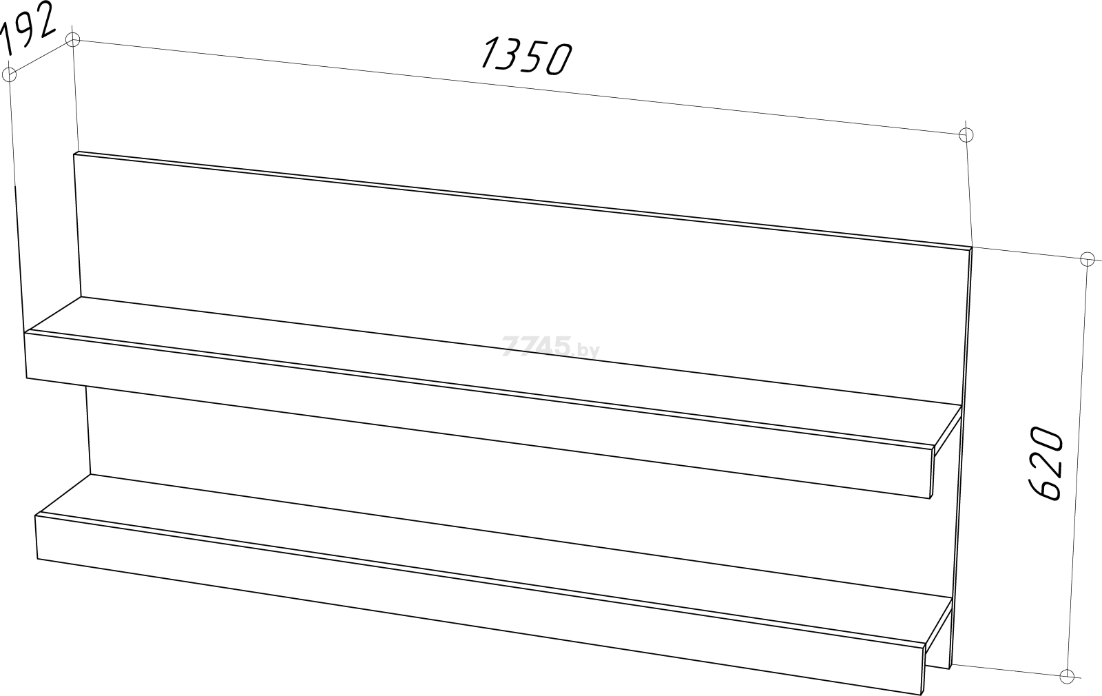 Полка настенная НК МЕБЕЛЬ Stern Т-13 белый 135х19,2х62 см (7990693) - Фото 2
