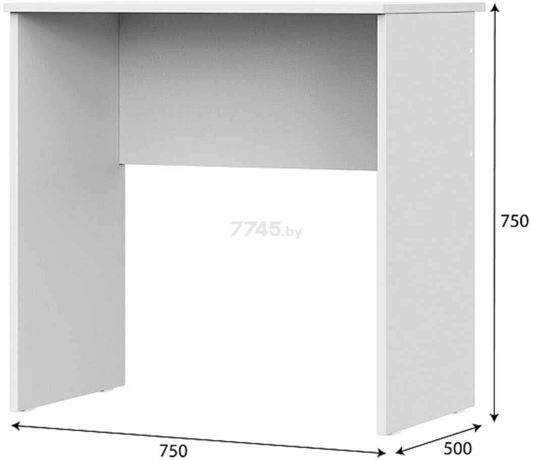 Стол письменный NN МЕБЕЛЬ Токио без ящиков белый текстурный 75х50х75 см - Фото 2