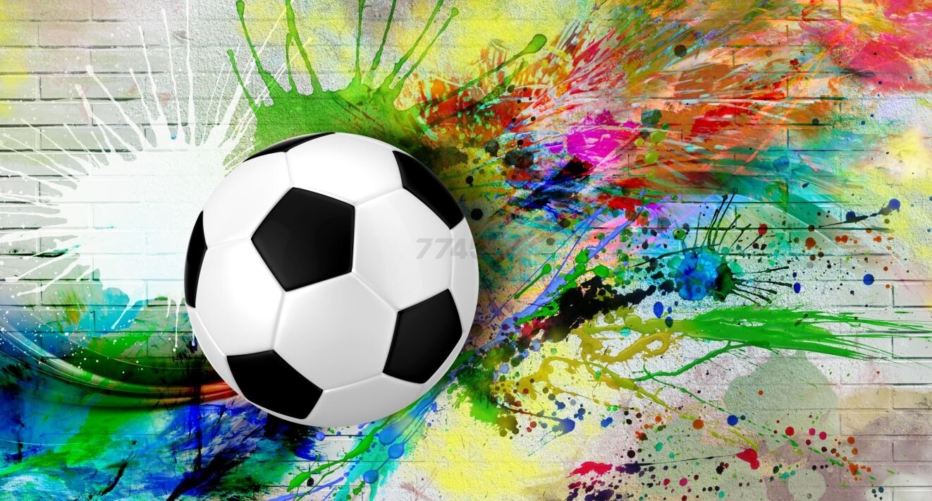 Фотообои флизелиновые ФАБРИКА ФРЕСОК Футбольный мяч с красками 500x270 см (735270)