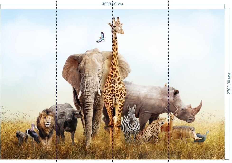 Фотообои флизелиновые ФАБРИКА ФРЕСОК Африканские звери 400x270 см (484270) - Фото 7