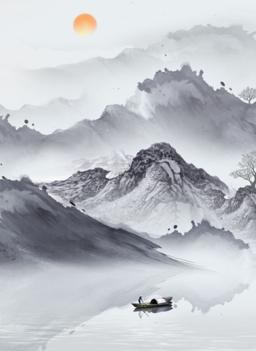 Фотообои флизелиновые ФАБРИКА ФРЕСОК Акварельная Япония и горы 300x265 см (173265) - Фото 2