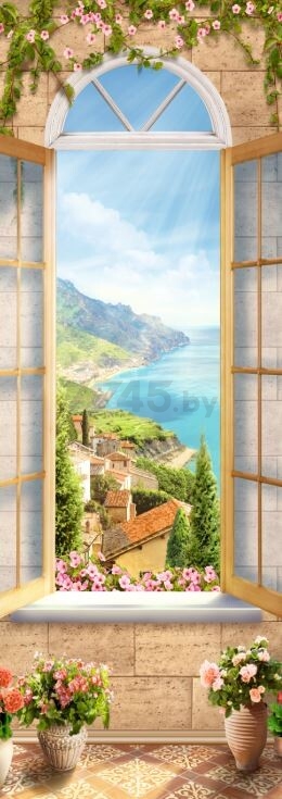 Фотообои флизелиновые ФАБРИКА ФРЕСОК Фреска Италия в окне 100x280 см (21280)