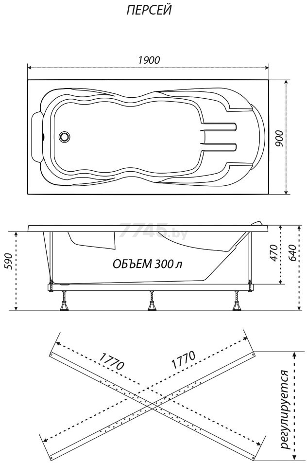 Ванна акриловая TRITON Персей Экстра 190х90 (Щ000005505) - Фото 5