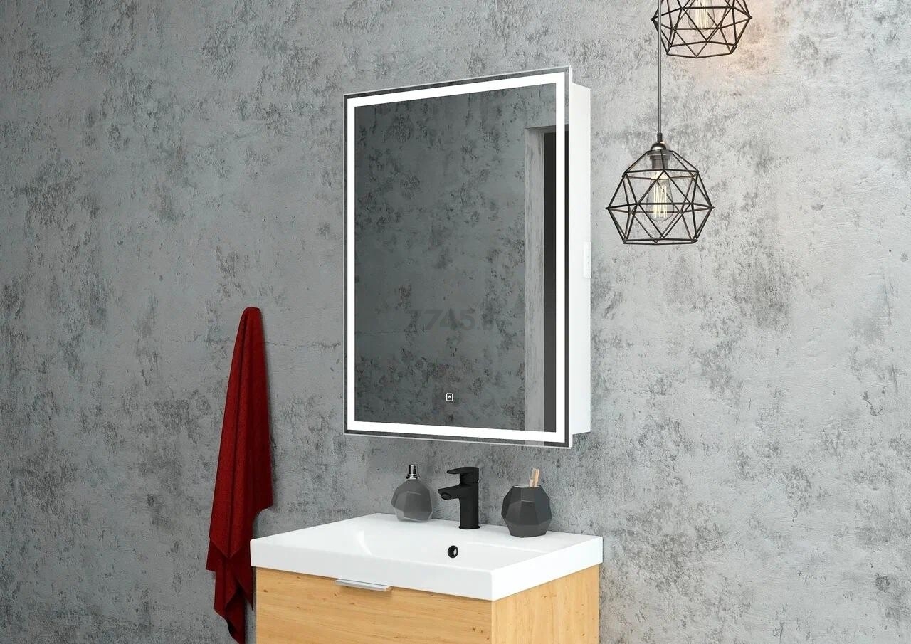 Шкаф с зеркалом для ванной КОНТИНЕНТ Allure LED 55 правый (МВК003) - Фото 12