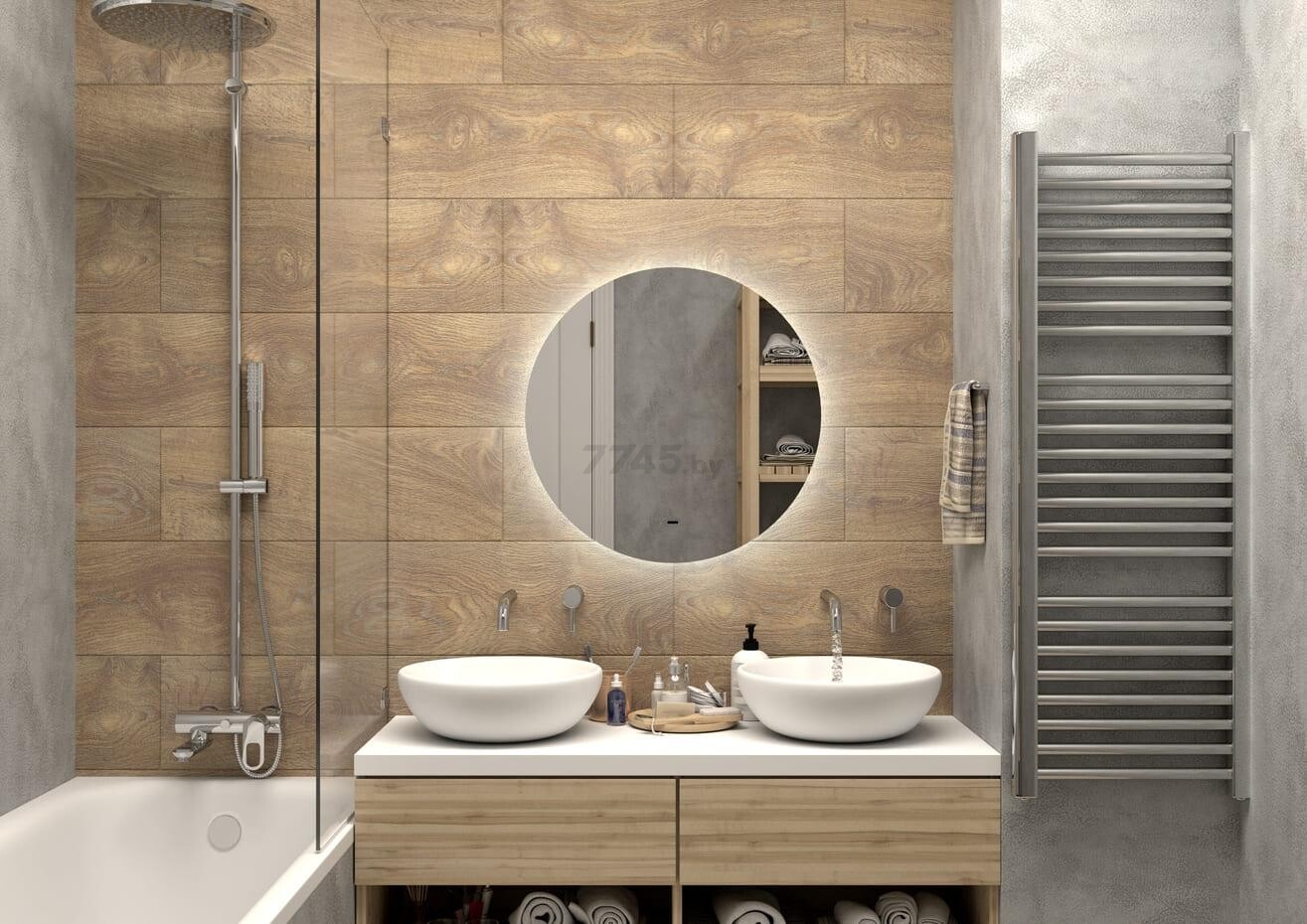 Зеркало для ванной с подсветкой КОНТИНЕНТ Ajour LED D550 ореольная теплая/холодная подсветка (ЗЛП2890) - Фото 10