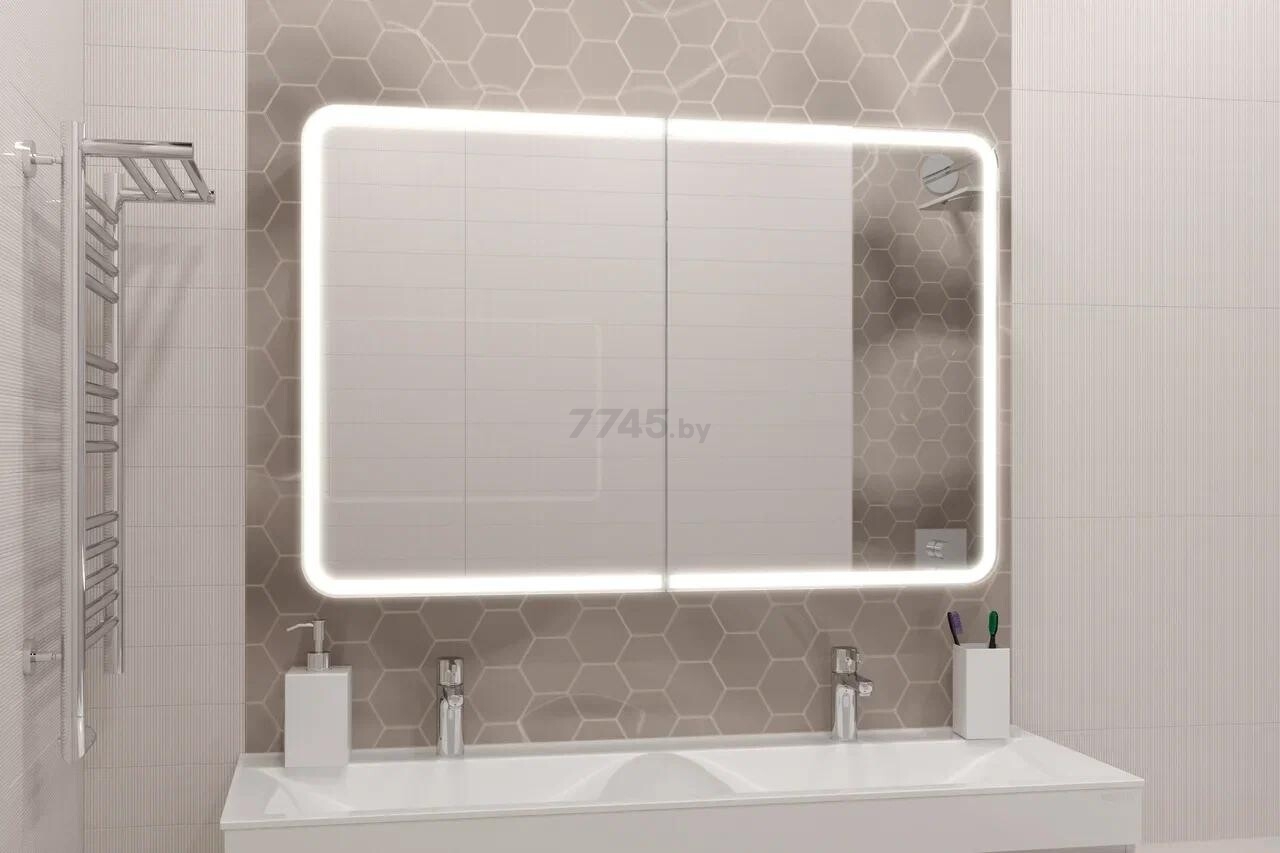 Шкаф с зеркалом для ванной КОНТИНЕНТ Avenue LED 120 (МВК001) - Фото 14