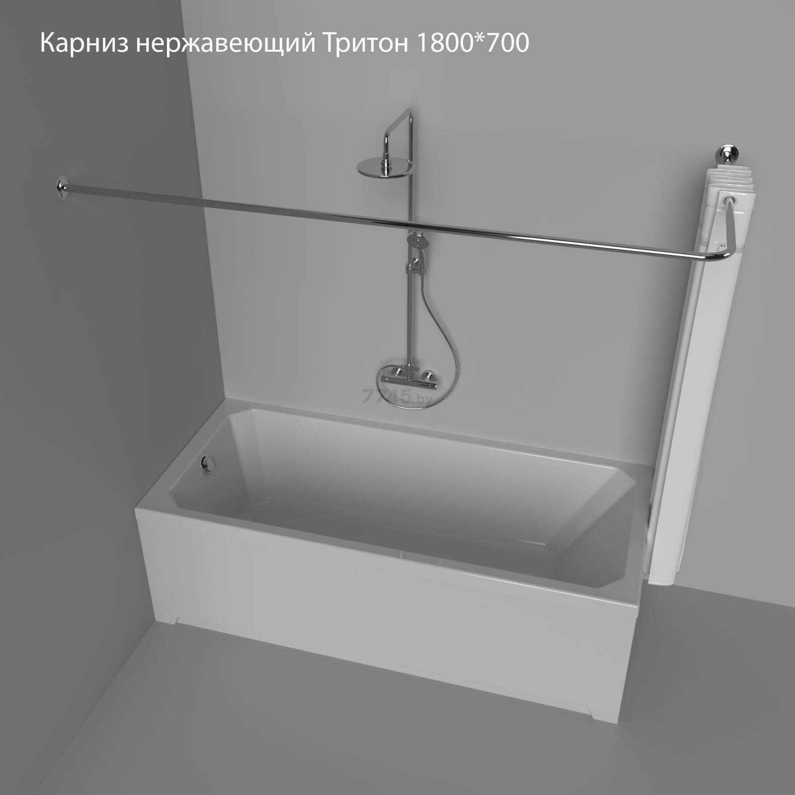 Карниз для ванной TRITON 180х70 см (Щ0000052843) - Фото 2