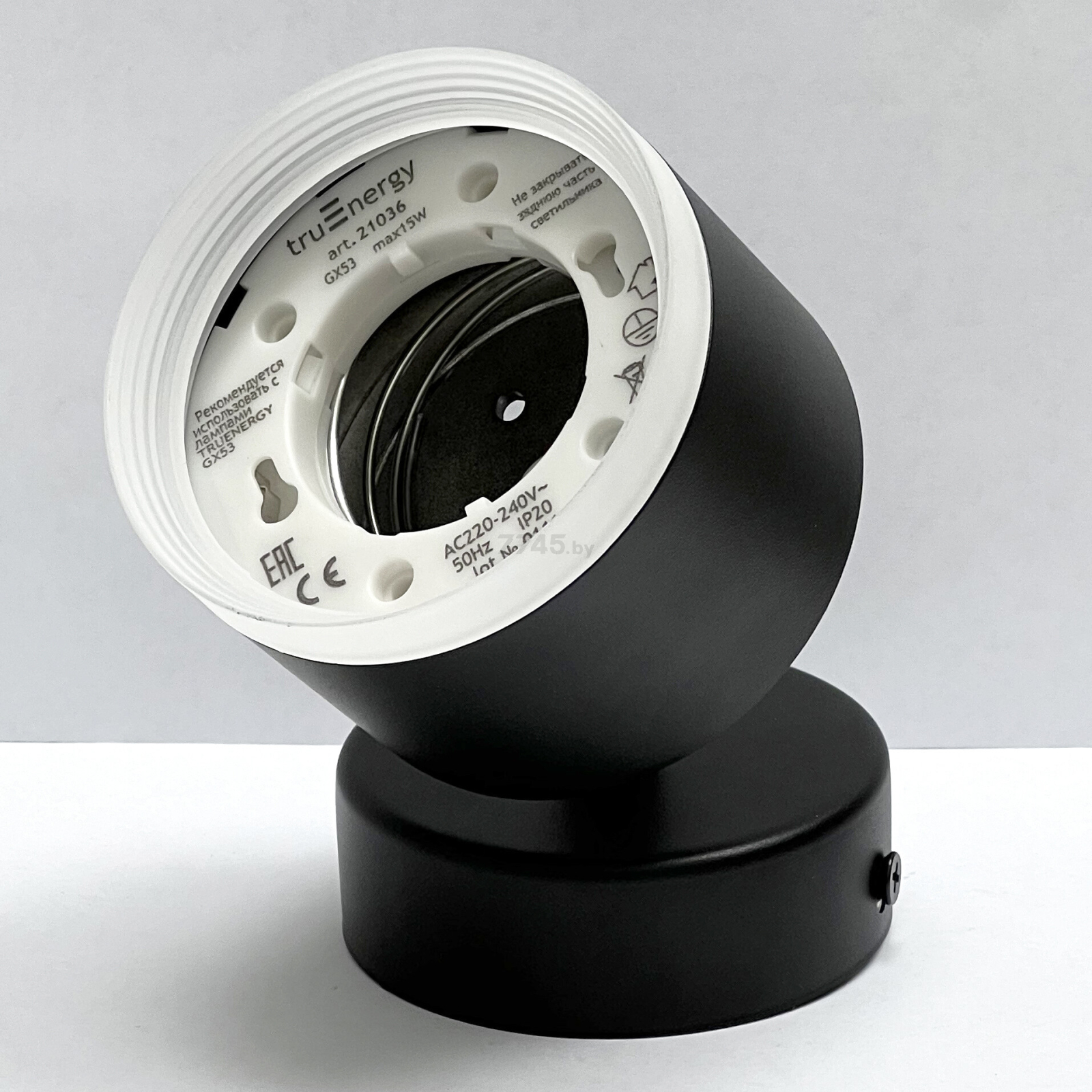 Светильник поворотный с мат. кольцом MODERN под лампу GX53, d83x60 мм, IP20, алюминий, черный (21036) - Фото 3
