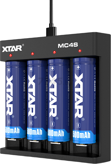 Зарядное устройство для аккумуляторов XTAR MC4S с USB кабелем - Фото 3