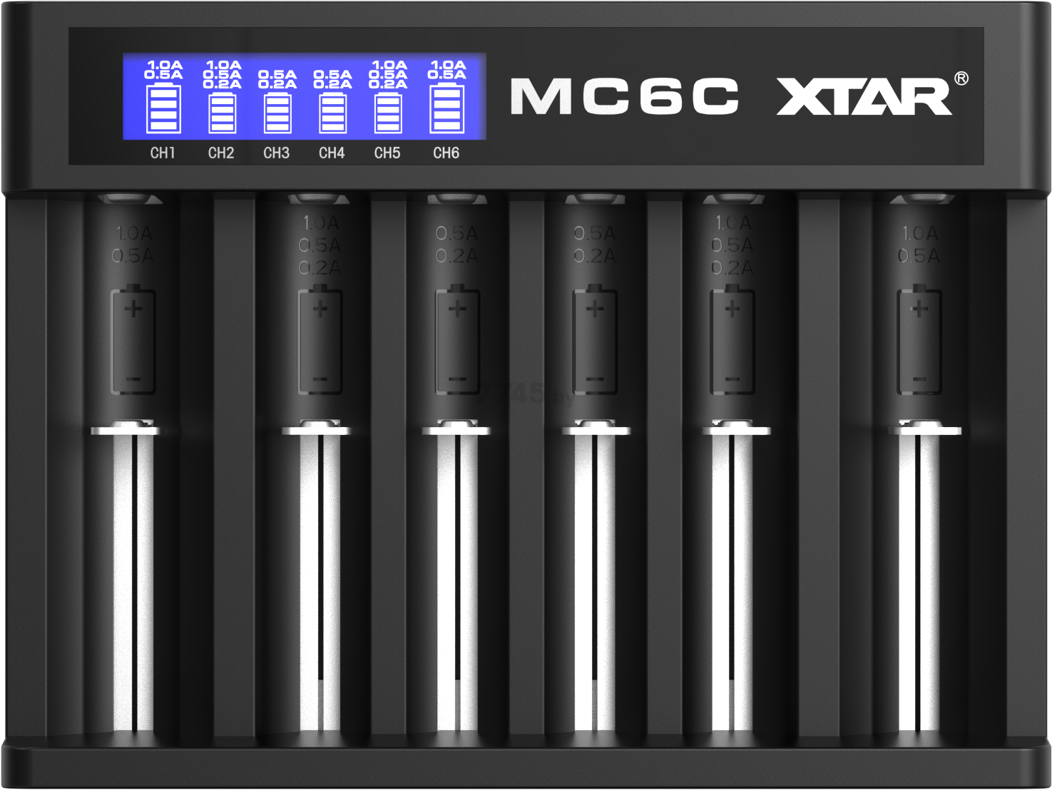 Зарядное устройство для аккумуляторов XTAR MC6C с USB, Type-C, DC кабелем