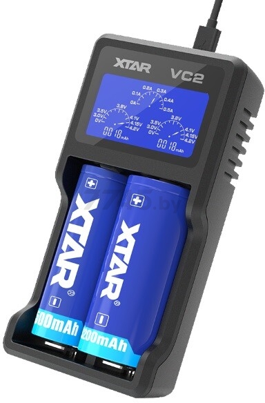 Зарядное устройство для аккумуляторов XTAR VC2 с USB кабелем - Фото 2