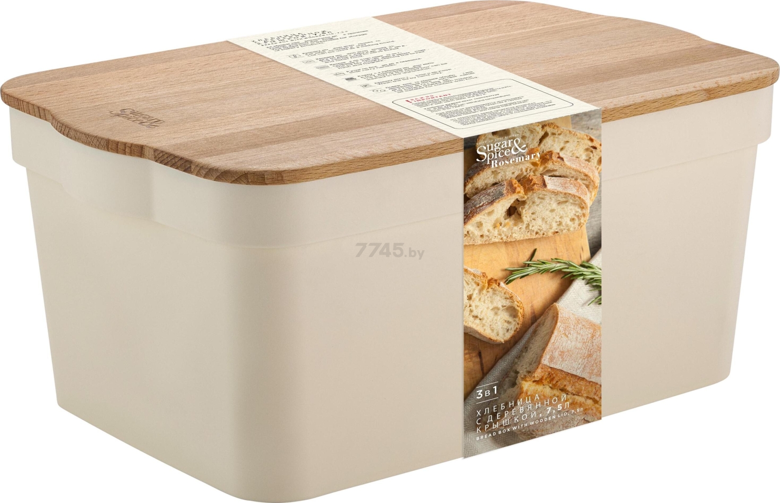 Хлебница с деревянной крышкой SUGAR&SPICE Rosemary 32,5х21,4х14,5 см (SE106412996)
