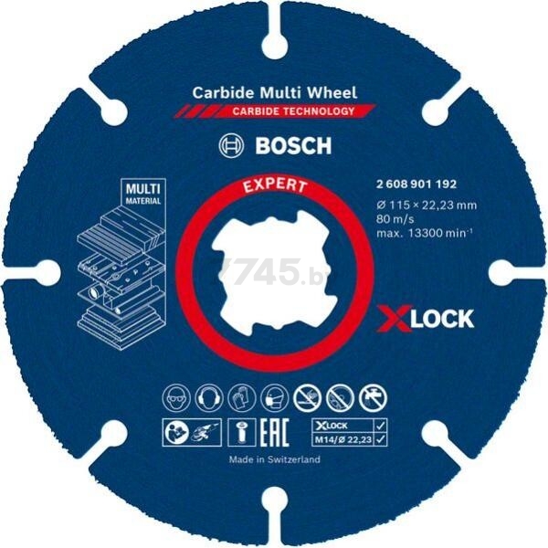 Круг отрезной 115х1х22,23 мм BOSCH X-LOCK Carbide (2608901192)
