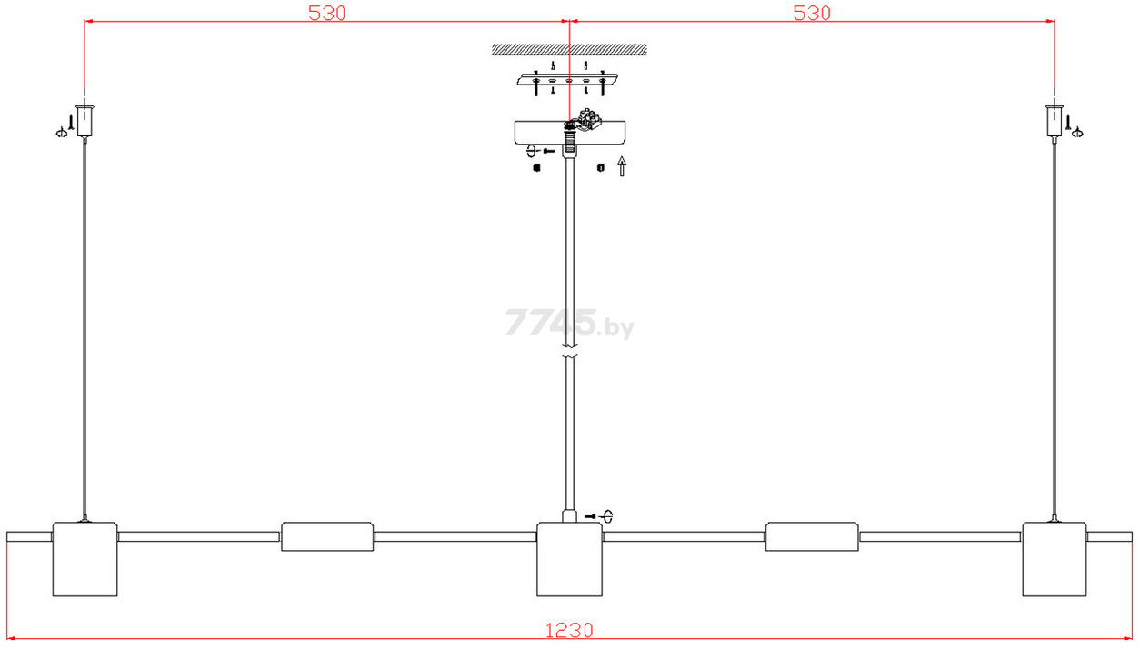 Светильник подвесной KINK LIGHT Карин Led 3x6W+2x10W 4000K черный (07624-5,19) - Фото 3