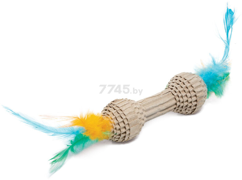 Игрушка для кошек TRIOL Natural Гантель с перьями 10 см (22171053)