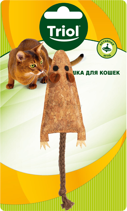 Игрушка для кошек TRIOL Мышка с хвостиком 9x17,5 см (22171045) - Фото 2
