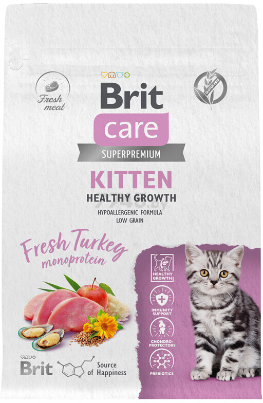 Сухой корм для котят BRIT Care Kitten Healthy Growth индейка 0,4 кг (5065561)