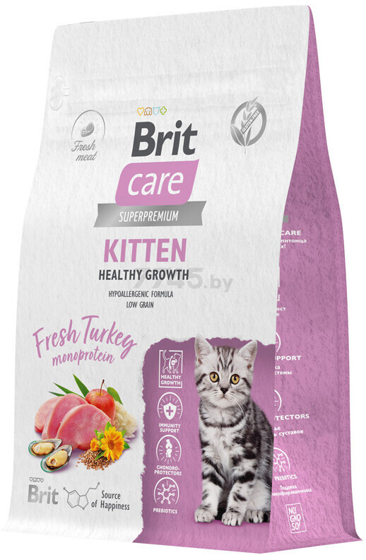 Сухой корм для котят BRIT Care Kitten Healthy Growth индейка 0,4 кг (5065561) - Фото 3