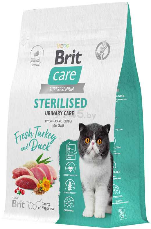Сухой корм для стерилизованных кошек BRIT Care Sterilised Urinary утка индейка 0,4 кг (5066193) - Фото 3