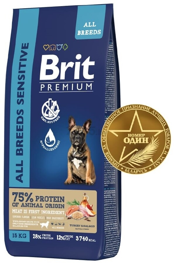 Сухой корм для собак BRIT Premium Sensitive лосось и индейка 15 кг (5063222)