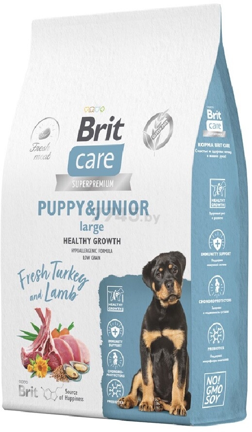 Сухой корм для щенков BRIT Care Puppy Junior L Healthy Growth ягненок и индейка 12 кг (5066339)