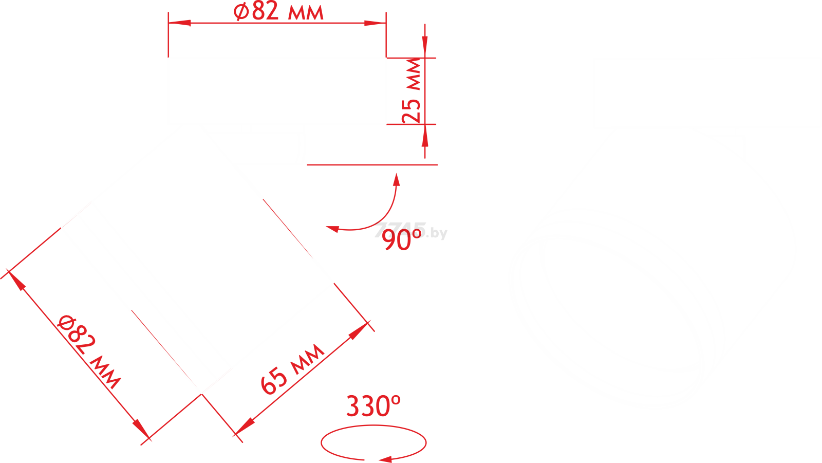 Светильник накладной поворотный GX53 TRUENERGY Modern черный (21045) - Фото 2