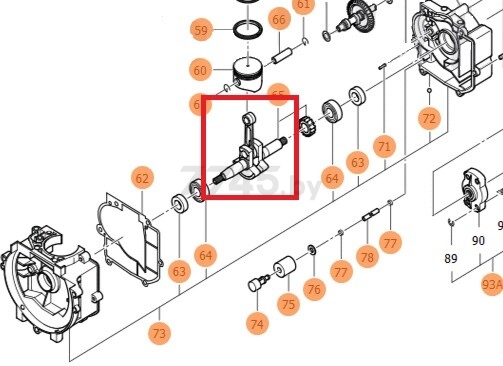 Коленвал для бензокосы/триммера HITACHI CG 25 EUS (6696426)