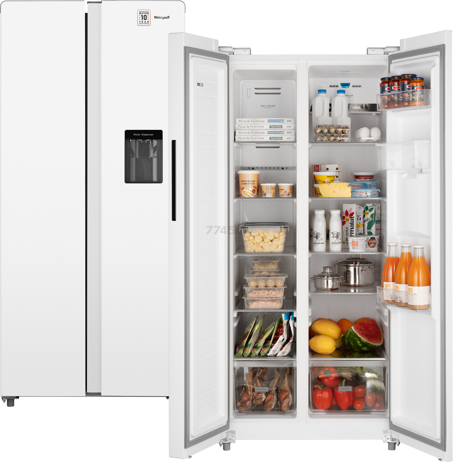 Холодильник WEISSGAUFF WSBS 600 W NoFrost Inverter Water Dispenser (WSBS600WNoFrostInverterWa) - Фото 3
