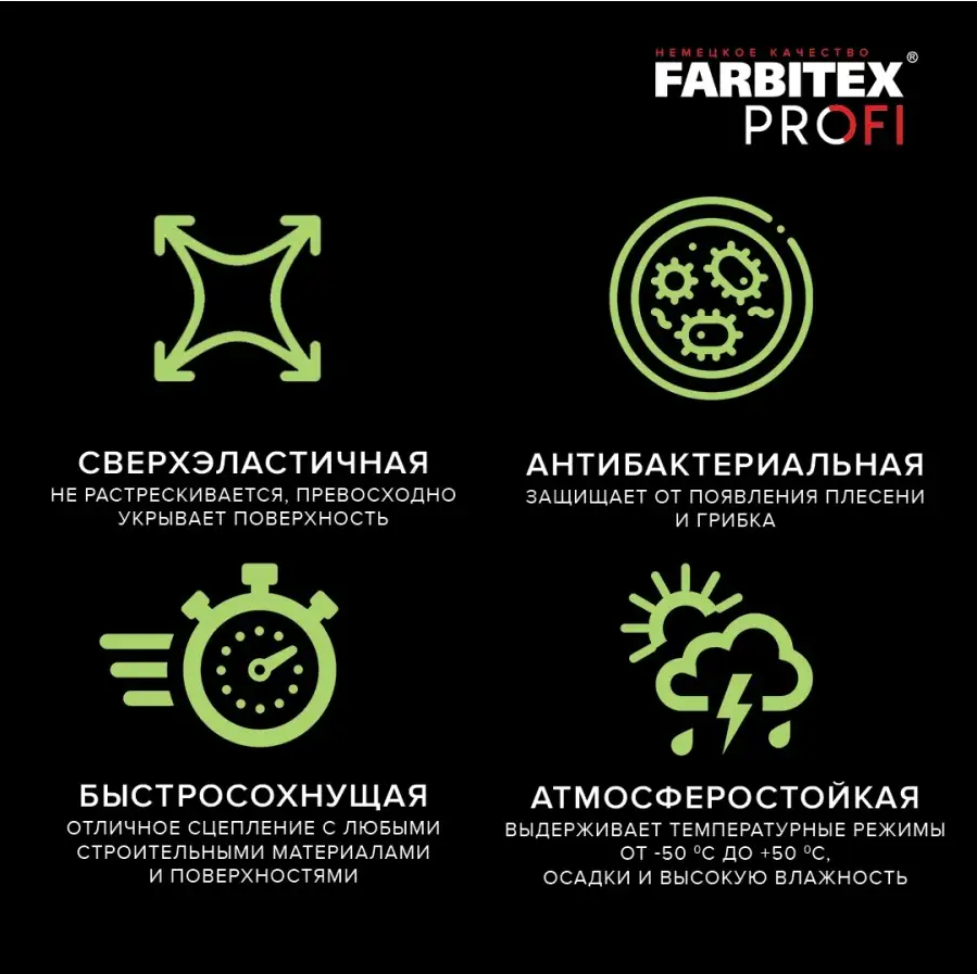 Краска акриловая FARBITEX Profi для гидроизоляции Жидкая резина белый 1 кг (4300008710) - Фото 2
