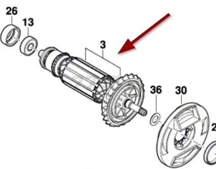 Ротор для шлифмашины угловой BOSCH GWS 9-125S (1604010BN1)