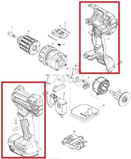 Корпус для дрели-шуруповерта MAKITA DDF 485 (183K32-9) - Фото 2