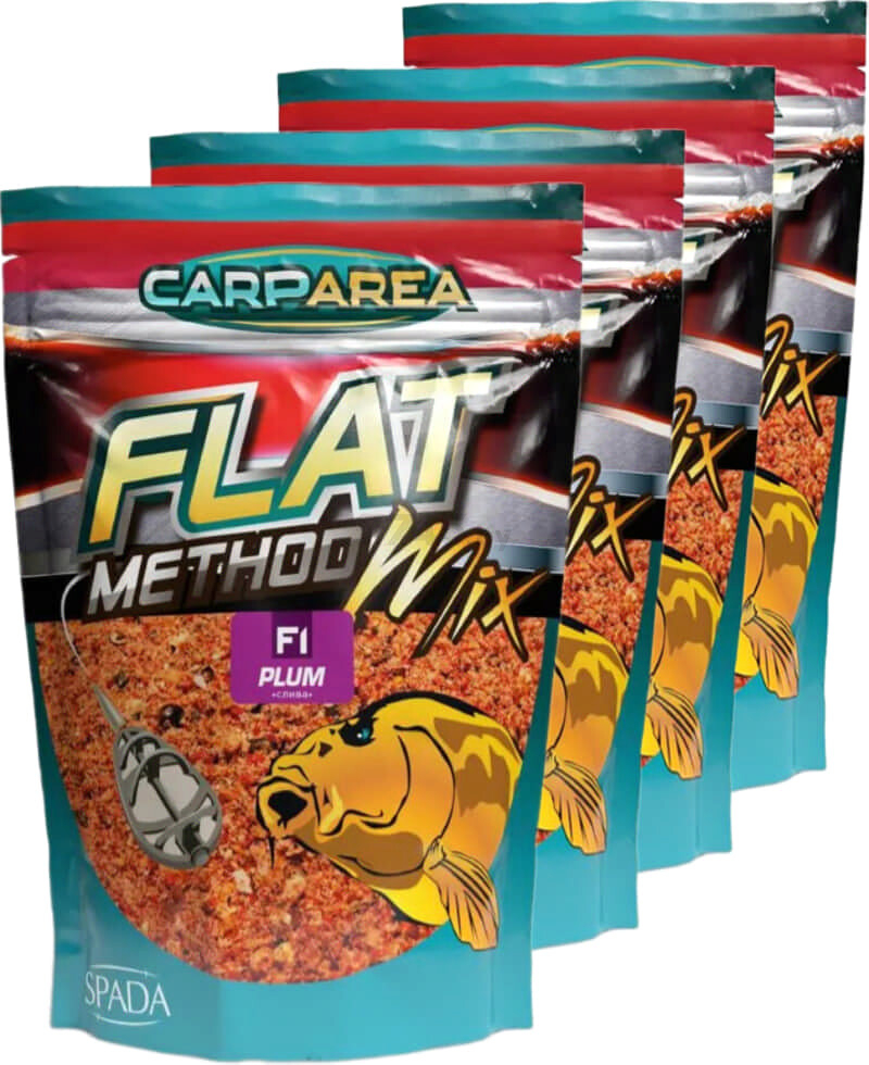 Прикормка рыболовная CARPAREA Flat method-F1 слива 0,6 кг 4 штуки