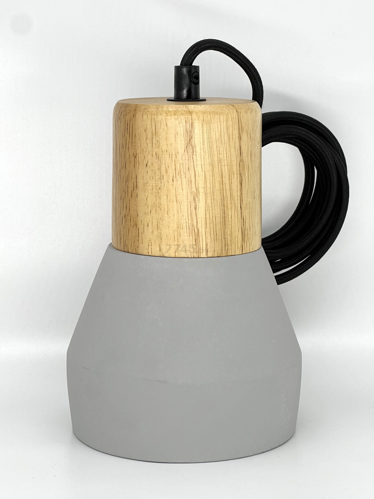 Подвесной светильник конусный под лампу E27 дерево+иск.камень, серый, IP20 (21400) - Фото 2