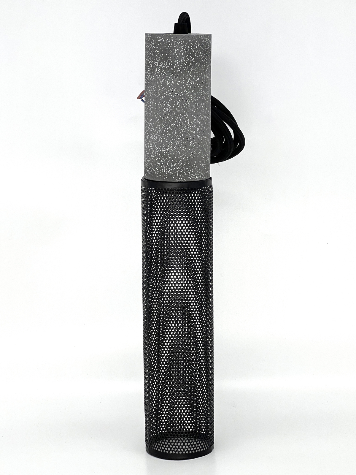 Подвесной светильник цилиндрический под лампу E27 с металлической сеткой, иск.камень, серый, IP20 (21406) - Фото 2