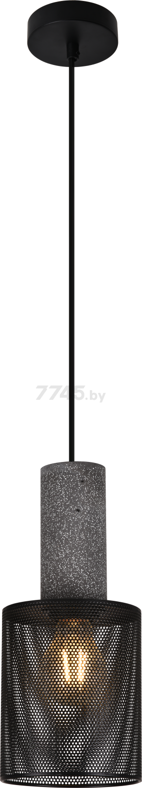 Подвесной светильник цилиндрический под лампу E27 с металлической сеткой, иск.камень, серый, IP20 (21407)