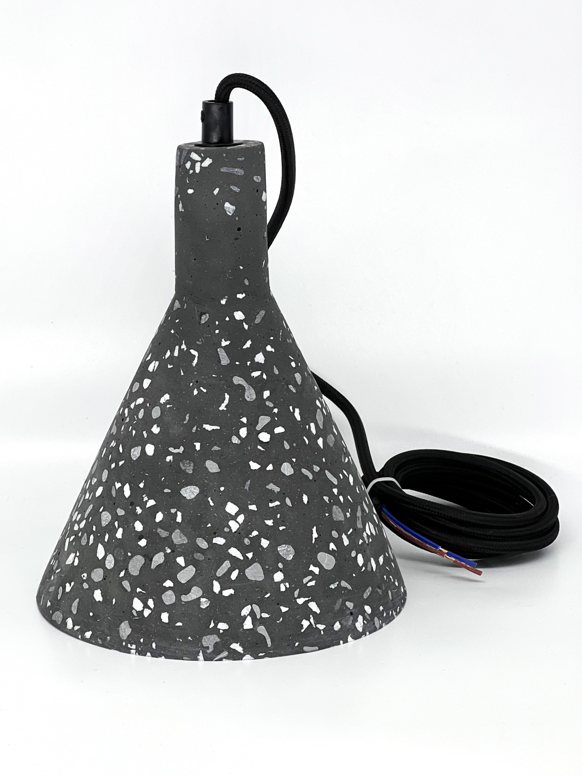 Подвесной светильник конусный под лампу E27 иск.камень, цвет черн гранит, IP20 (21403) - Фото 2