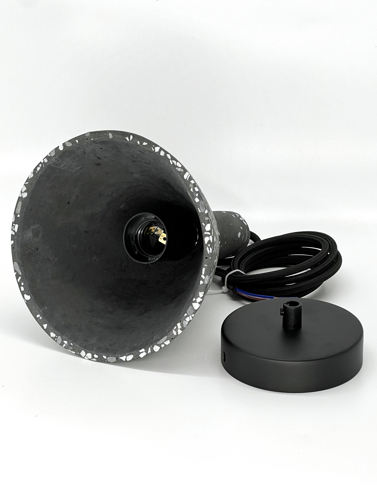 Подвесной светильник конусный под лампу E27 иск.камень, цвет черн гранит, IP20 (21403) - Фото 3