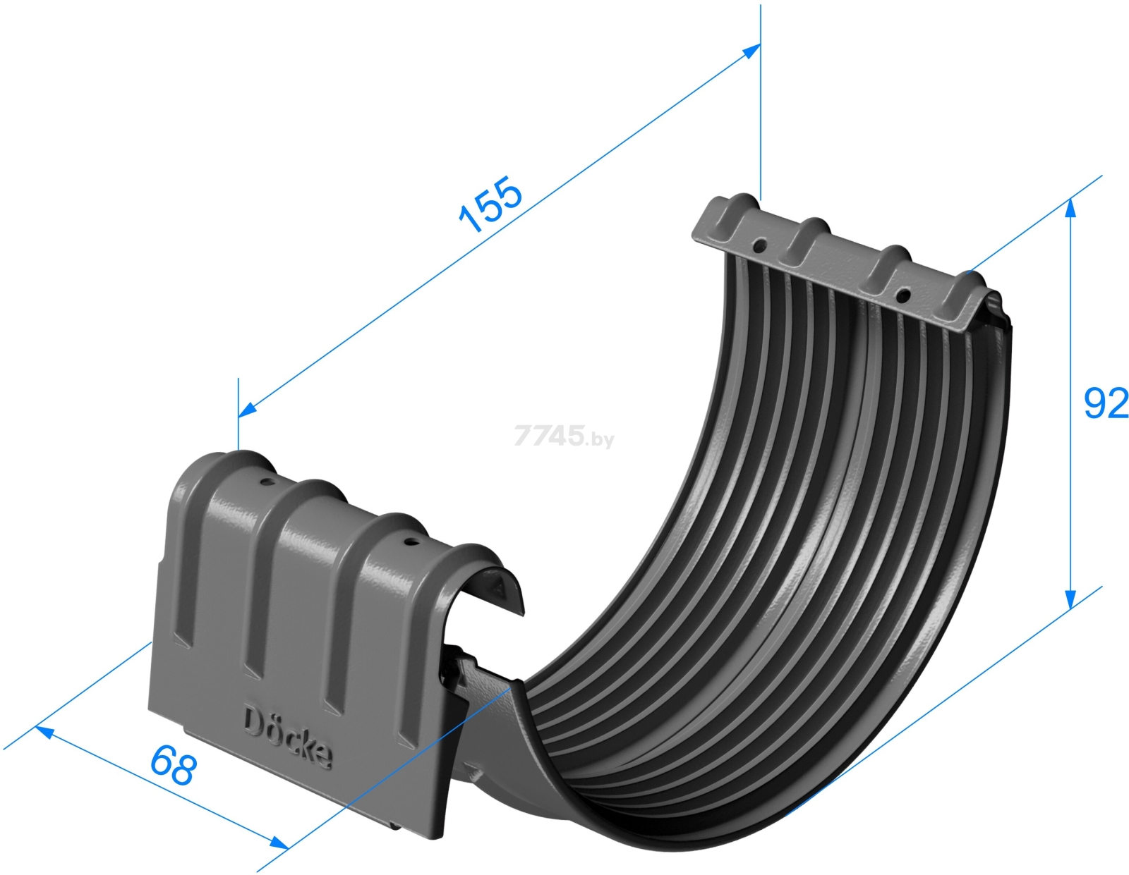 Соединитель желоба DOCKE Stal Premium 125 мм графит (PVPS-1086) - Фото 2