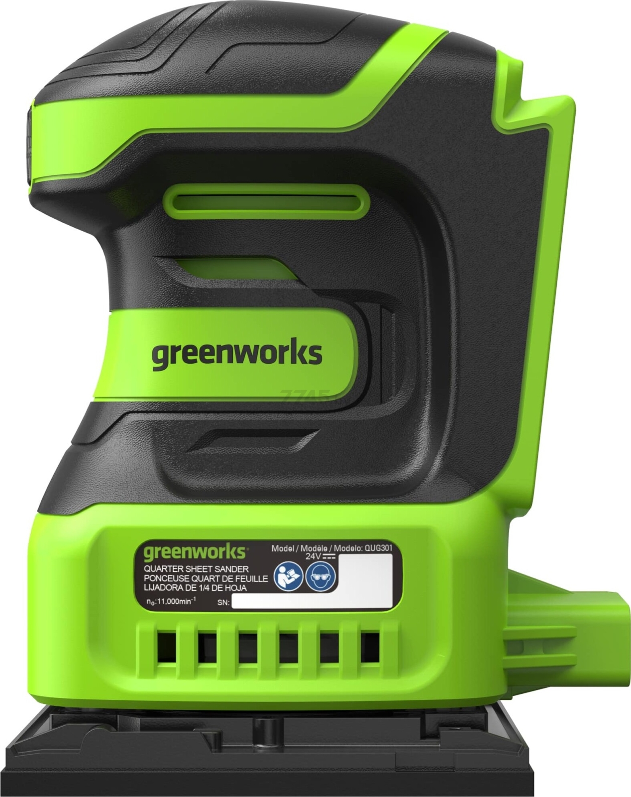 Шлифмашина плоская (виброшлифмашина) аккумуляторная GREENWORKS 24V G24SS14 (3100507) - Фото 2