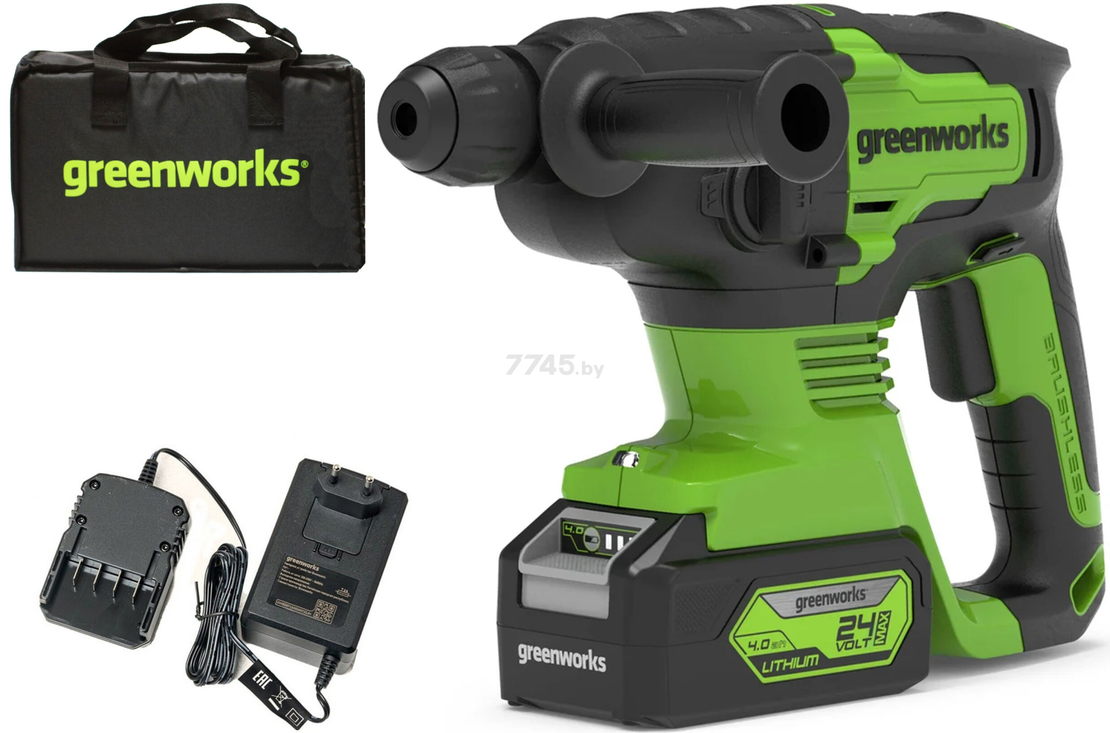 Перфоратор аккумуляторный GREENWORKS GD24SDS2 (3803007UB)