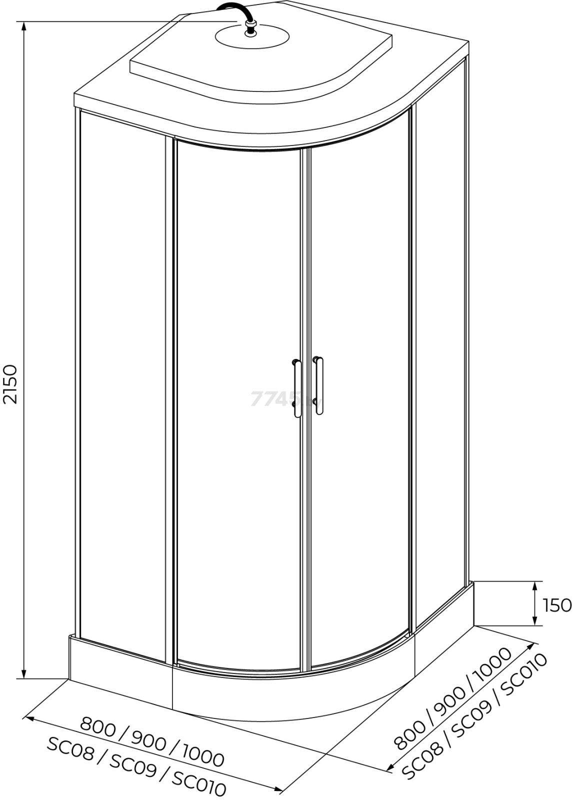 Кабина душевая IVA SC010CT 100х100 - Фото 3