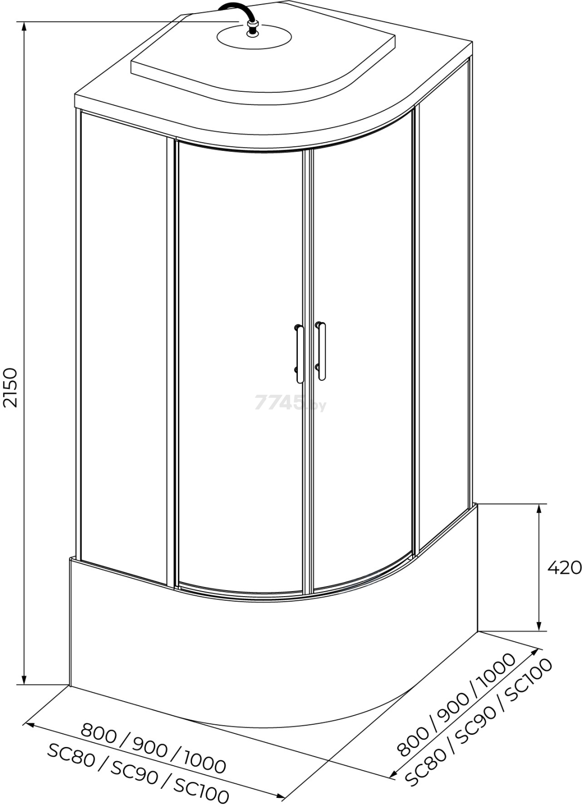 Кабина душевая IVA SC100CT 100х100 - Фото 2