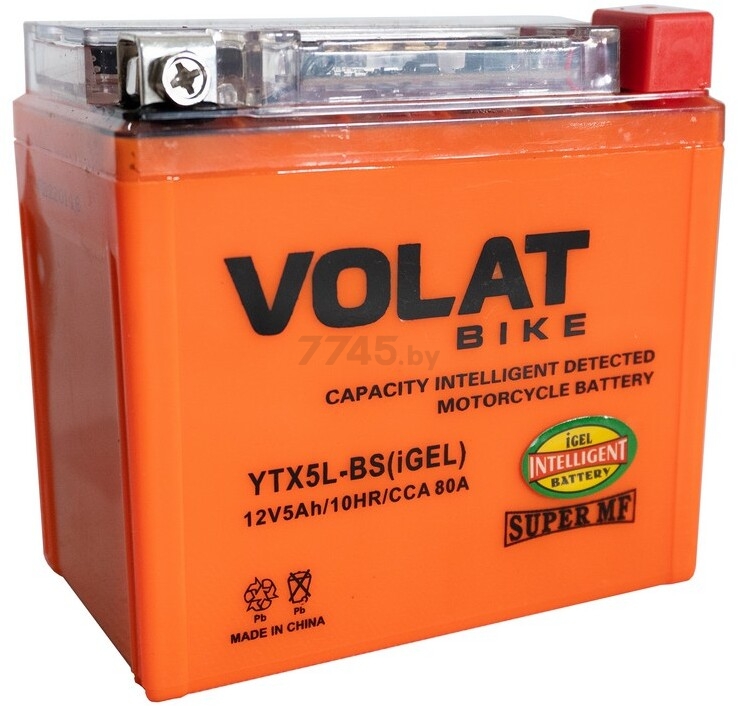 Аккумулятор для мотоцикла VOLAT 5 А·ч (YTX5L-BS iGEL)