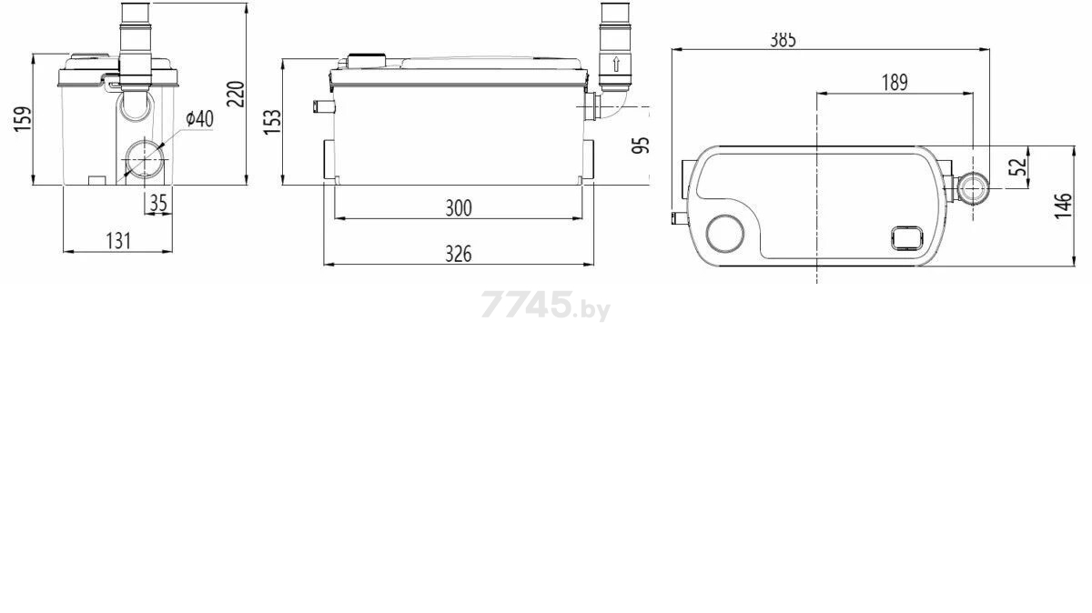 Канализационная установка UNIPUMP Sanivort 255 М 7 м (66572) - Фото 3