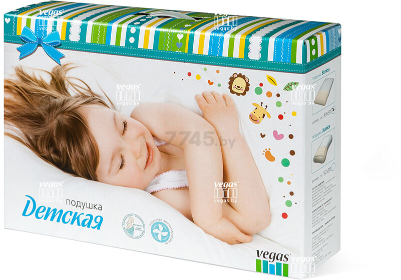 Подушка ортопедическая для сна VEGAS Bambino 50х30х8 см - Фото 3